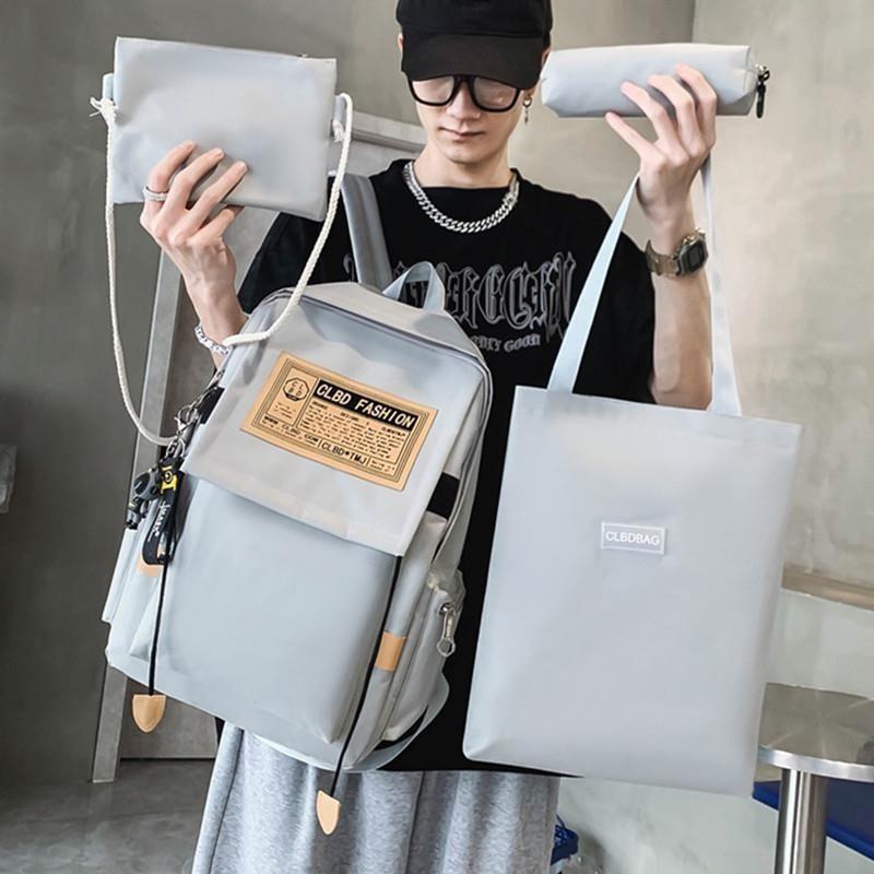 Backpack Pattern Letter Stylish Street Style Men Nylon High Schoolbag Capacity