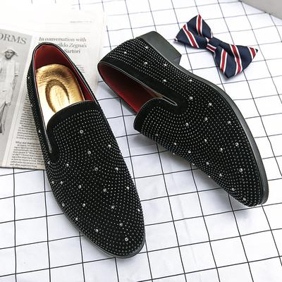 Modemarke Noble Black Strass Herren Anzugschuhe Samt Kristall Luxus Mokassins Herren Loafer Büro Geschäftsmann Schuhe Zapatos