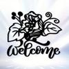 Vintage Welcome Metal Wall Art Floral Ironwork Decor