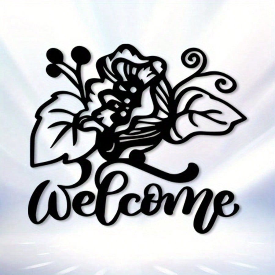 Vintage Welcome Metal Wall Art Floral Ironwork Decor