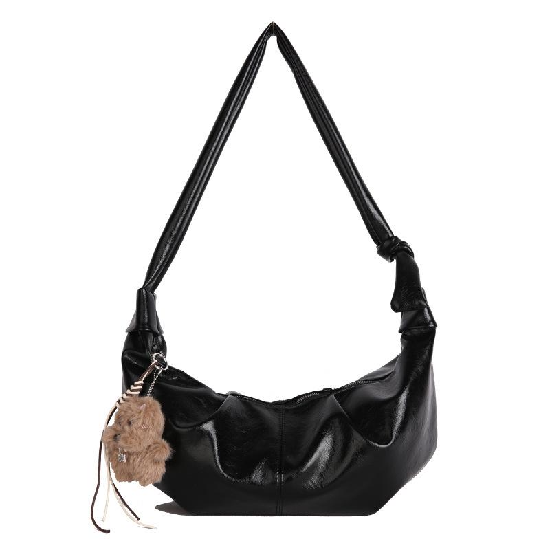 Korean niche foreign style one shoulder armpit bag women's fashion retro croissant bag large capacity pleated messenger dumpling bag