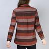 Korean Cotton Hemp Women Polo-Neck Striped Button Patchwork Temperament All-match Loose Long Sleeve Shirts Tops