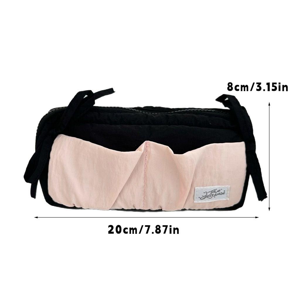Cute Bowknot Pen Bag Soft Fabric Large Capacity Stationery Bag Students Portable Pencil Case Stationery Organizer