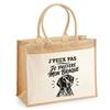 Jute Tote Bag - PLANETEE - I Can't Minimalist Collection - Jute and Cotton Canvas - Beige - 21 L (43×33×21 Cm)