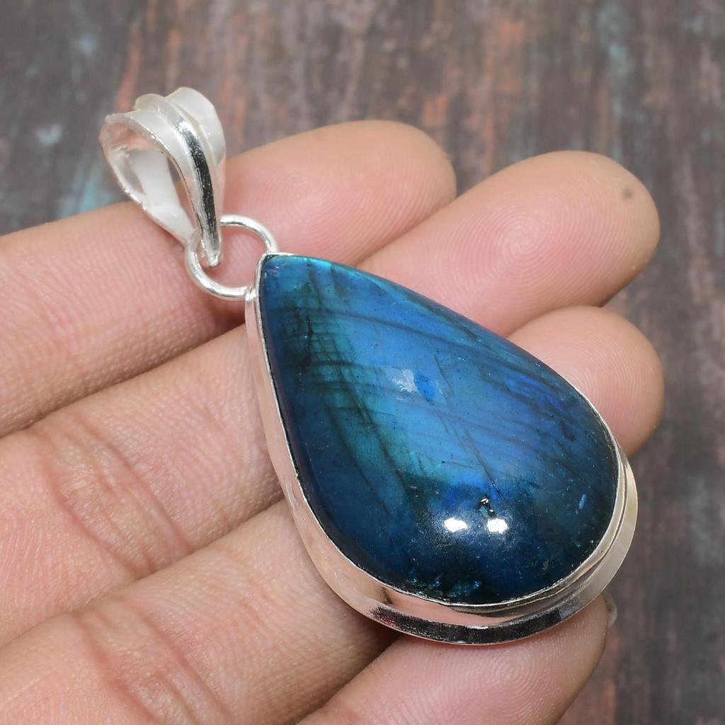 Lavish Blue Labradorite Gemstone Handmade Jewelry 925 Sterling Silver Pendant