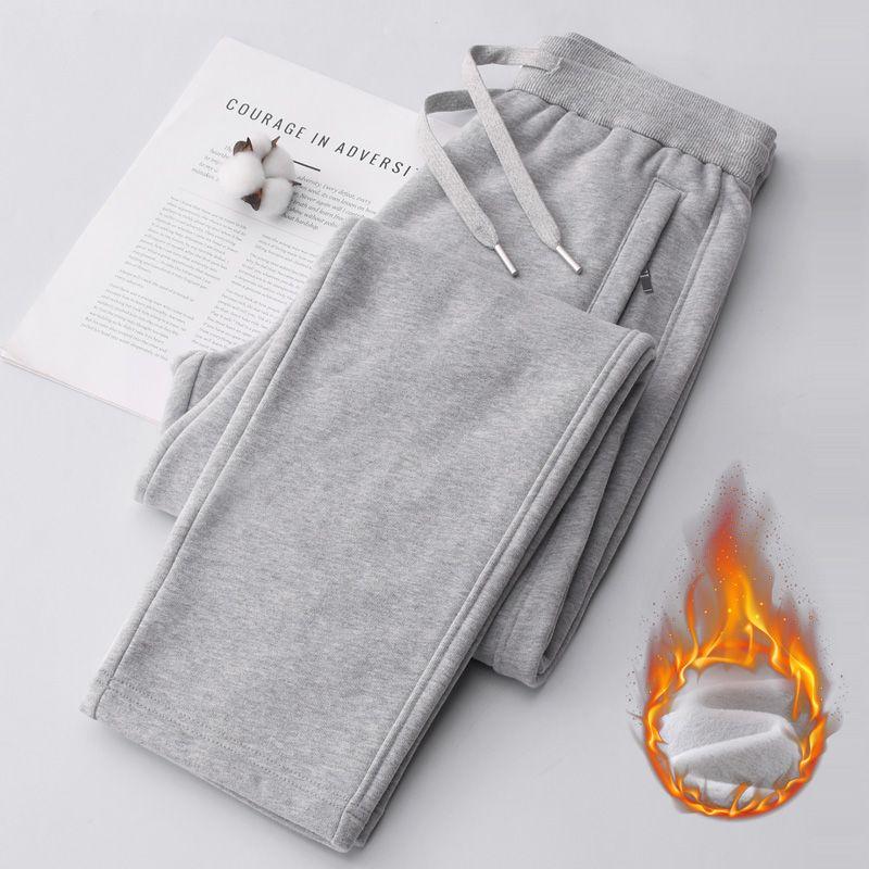 Pure Cotton Apricot Casual High Waist plus Size Straight Sports Pants