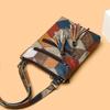Vintage PU Leather Shoulder Crossbody Top Handle Bag Middle Aged Women Plaid Color Block Fringe Tassel Mummy Handbag