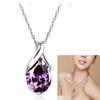 Women's Purple Zircon Teardrop Pendant Chain Choker Necklace Noble Jewelry Gift