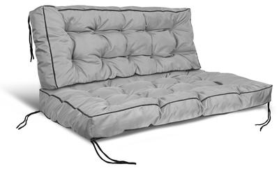 Ensemble coussin de jardin avec côté haut 120/80 cm + 120/40 cm pour banc palette, imperméable, gris