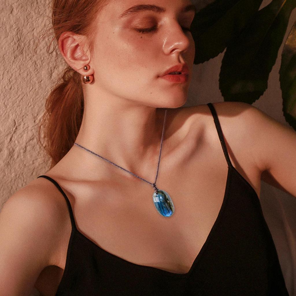 Labradorite Crystal Necklace Natural Healing Stone Pendant Regular Handmade Waterdrops Shape Healing Crystal Necklace For Unisex