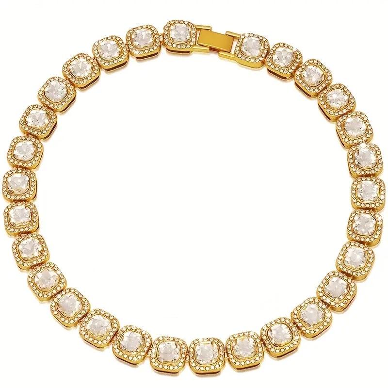 Dog Chain Diamond Cuban Collar Walking Metal Chain Collar with Design Secure Buckle, Pet Cat Cuban Collar Jewelry Accessories