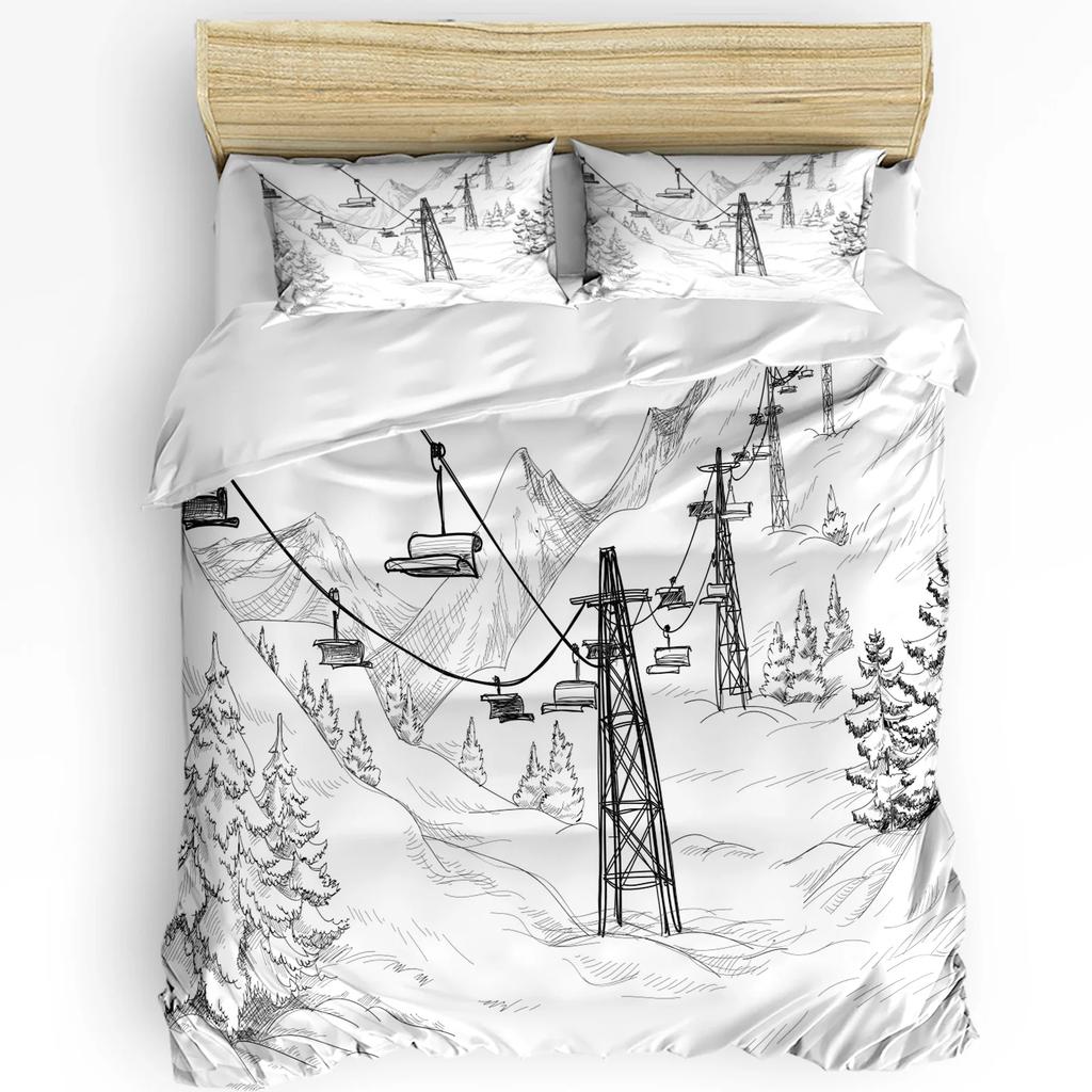 Forest Snow Landscape Beautiful 3pcs Bedding Set For Bedroom Double Bed Home Textile Duvet Cover Quilt Cover Pillowcase