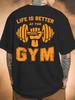 Mens ShortSleeved TShirt Polyester Fabric Printed with English Patterns Fashionable Casual RoundNeck Top Mens Clothing