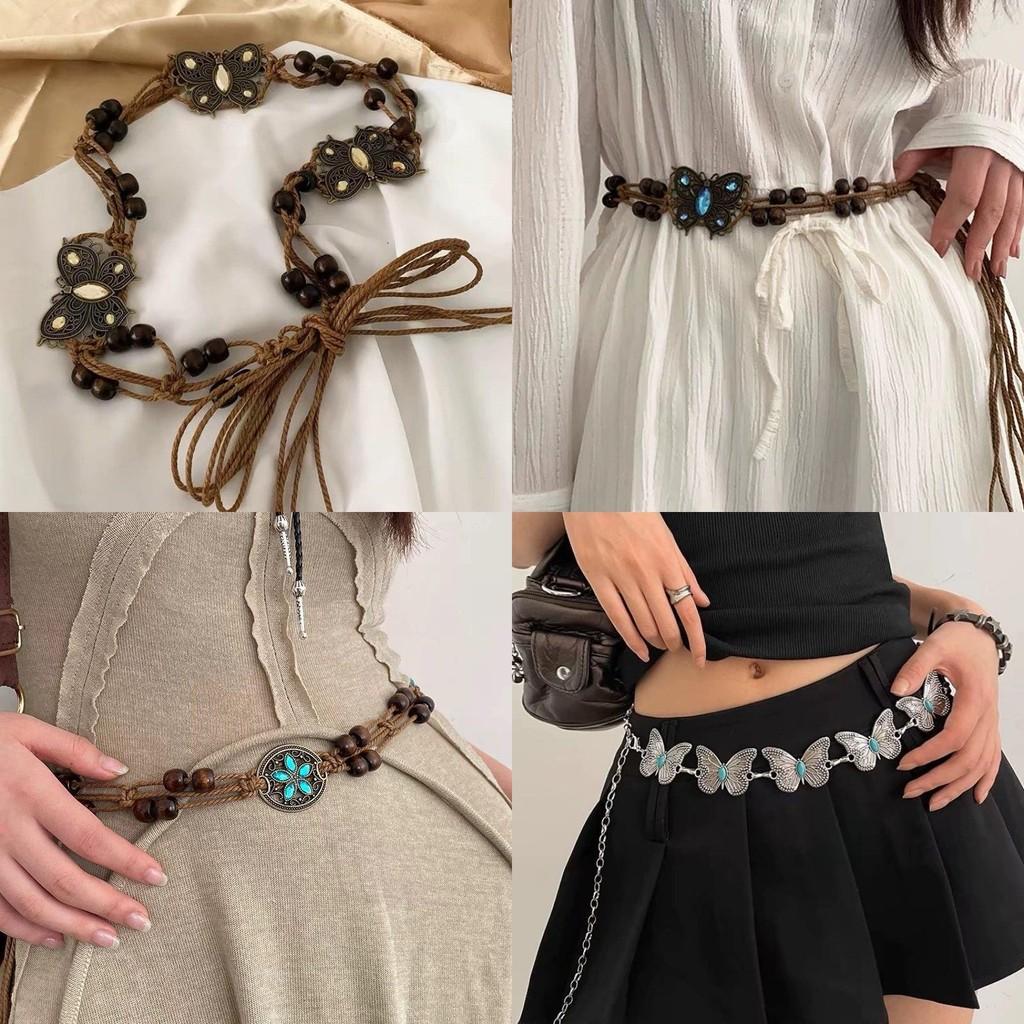 Beautifully Crafted Vintage Metal Waist Chain With Butterfly Design For Dresses