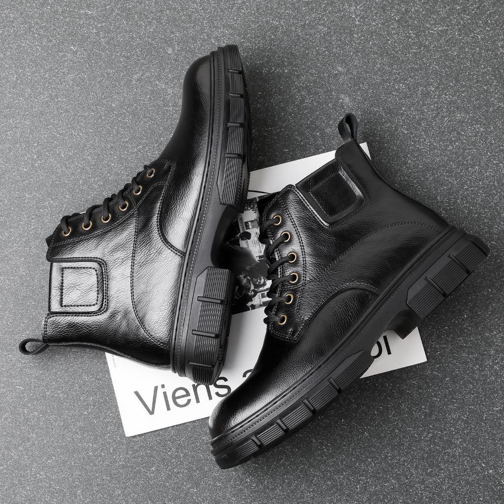 2025 Martin Boots Men's British Style High-end Men's Boots Fashion Trend Versatile Locomotive Boots Black Wear-resistant and Non-slip