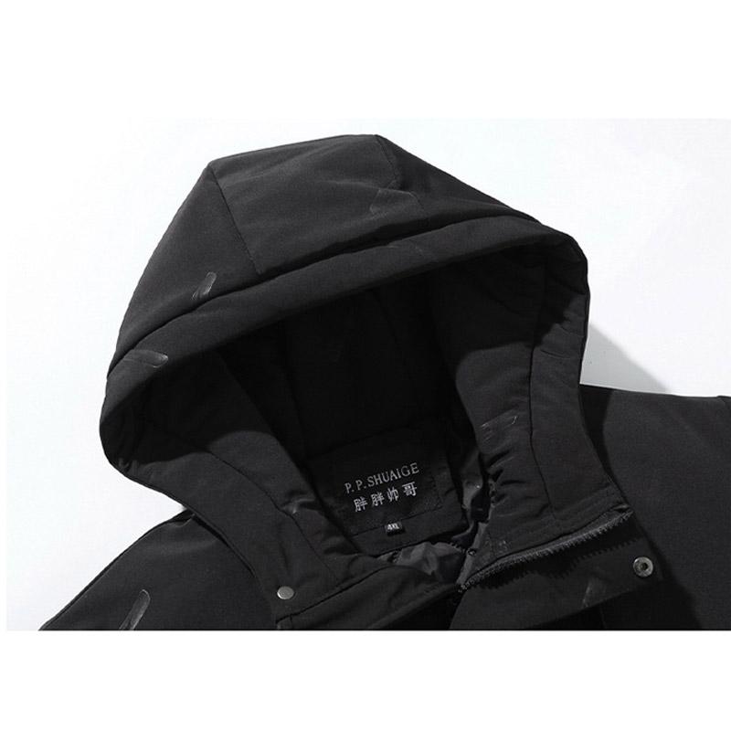 Winter verdickte Übergröße mit Kapuze, lässiger Reißverschluss, lockerer Typ, Stehkragen, warme Jacke, 4XL-10XL