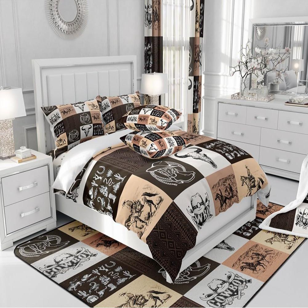 Bull Skull Ma Aztec Three-Piece Digital Printed Bedding Set Bed Cover