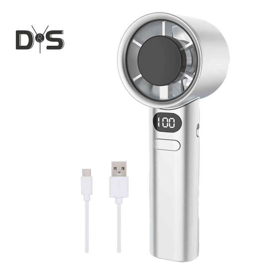 

Ручной вентилятор со 120 скоростями ветра, мощный поток воздуха, цифровой дисплей, низкий уровень шума, компактный портативный персональный охлаждающий вентилятор белый