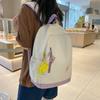 Simple Color Blocked Letter Print Student Casual Backpack For School Use