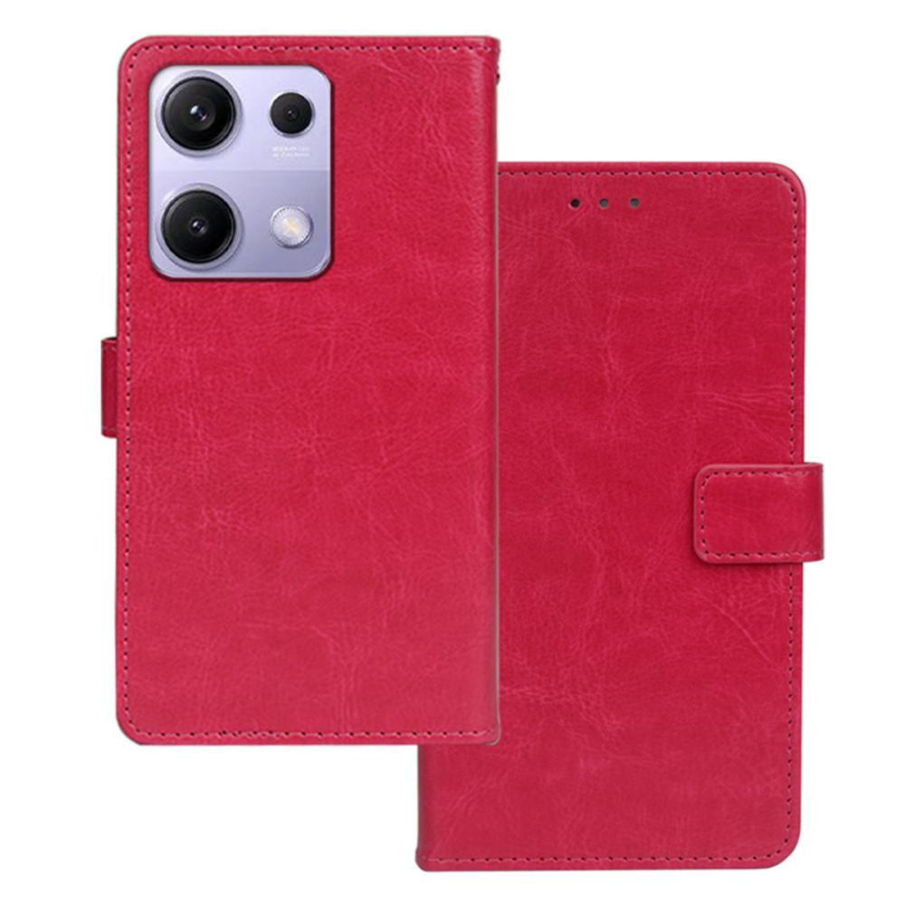 

IDEWEI For Xiaomi Redmi Note 14S 4G Case Wallet Leather Phone Cover Crazy Horse Texture Rose