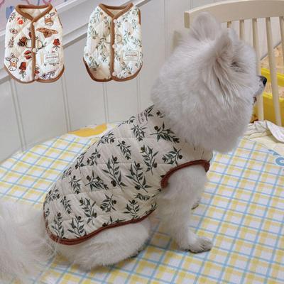 Cute Winter Warm Pet Dog Clothes Vest Cute Printed Coat Clothes Clothing Dog Clothes With Velvet Jacket