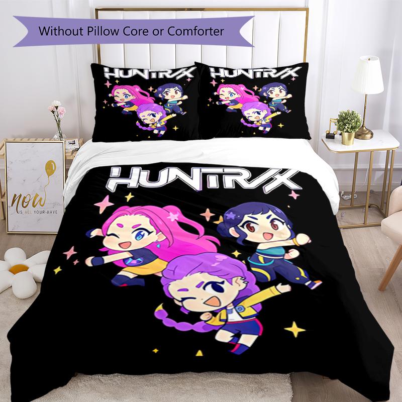 3pcs Kpop Hunter12 pattern bedding set duvet cover set includes duvet cover &pillowcases, perfect all season bedroom decoration & gift