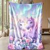 Unicorns Among Flowers and Butterflies Theme blanket Lightweight Warm Flannel Blanket Decorative Throw Blanket for Home Decoration