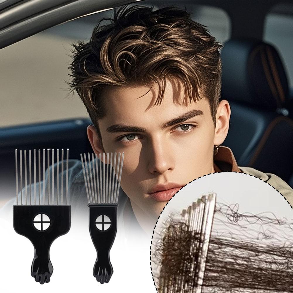 1/2Pcs Black Metal African American Pick Comb Steel Needle Hair Comb for Hairdressing Styling Tool Salon Barber Shop Accessories