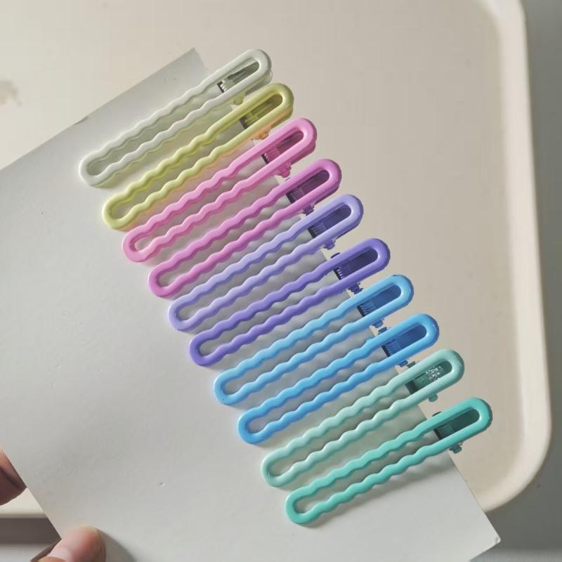 10Pcs Colorful Nonslip Hair Clips Matte Wavy Design Hairclip Styling Accessories Cute Barrettes Headwearfor Daily Makeup Travel