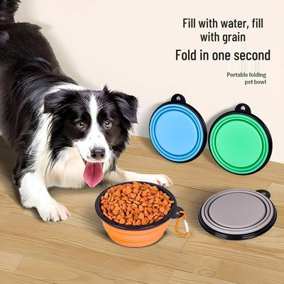 Portable Silicone Folding Pet Bowl - Retractable Outdoor Food Utensil for Dogs