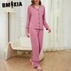 GMXIA Women's Homewear Autumn and Winter Cardigan Long-sleeved Trousers Two-piece Pajamas
