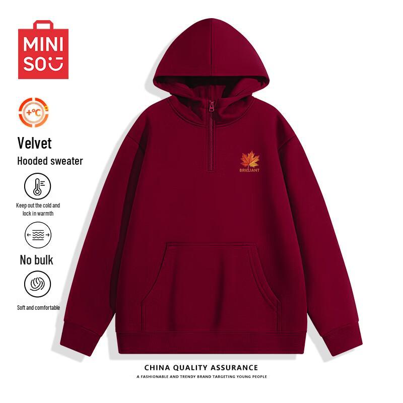 

MINISO Unisex Winter Plush Lined Half-Zip Hooded Sweatshirt 3XL