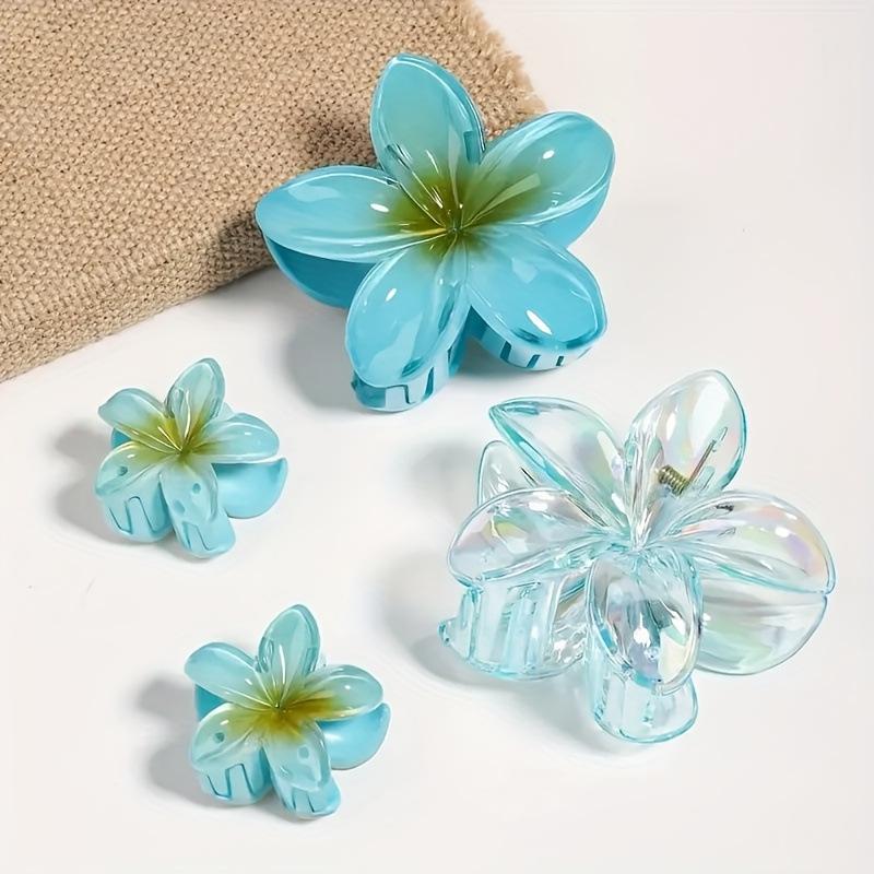 Large 8cm Colorful Plumeria Claw Hair Clip - Fresh Romantic Fishtail Flower Accessory