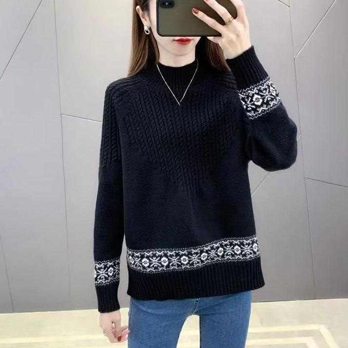 Ζεστά Μάλλινα Πουλόβερ Φλις Μπλούζες Γυναικεία Φαρδιά Φθινόπωρο Χειμώνας Πλεκτά Τοπ Μεγάλο Μέγεθος Καθημερινά Πλεκτά Πουλόβερ