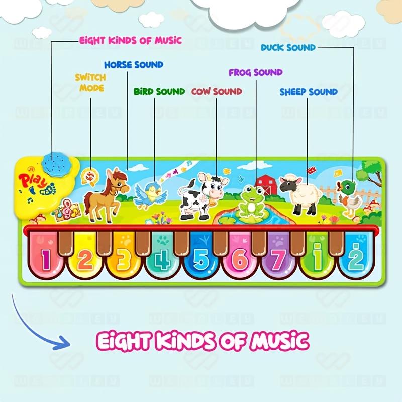 Kids Piano Mat 110cm, Animal Sounds, Dual Mode Music Toy, Artistic Motor Skill Toy,Foldable Toddler Learning Mat