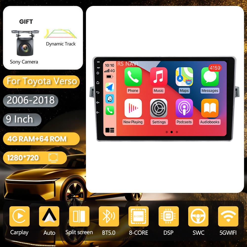 Android 16 for Toyota Verso 2010 2011 2012 2013 2014 2015 2016 Carplay Auto Stereo Video BT Video Autoradio App Control WIFI+4G