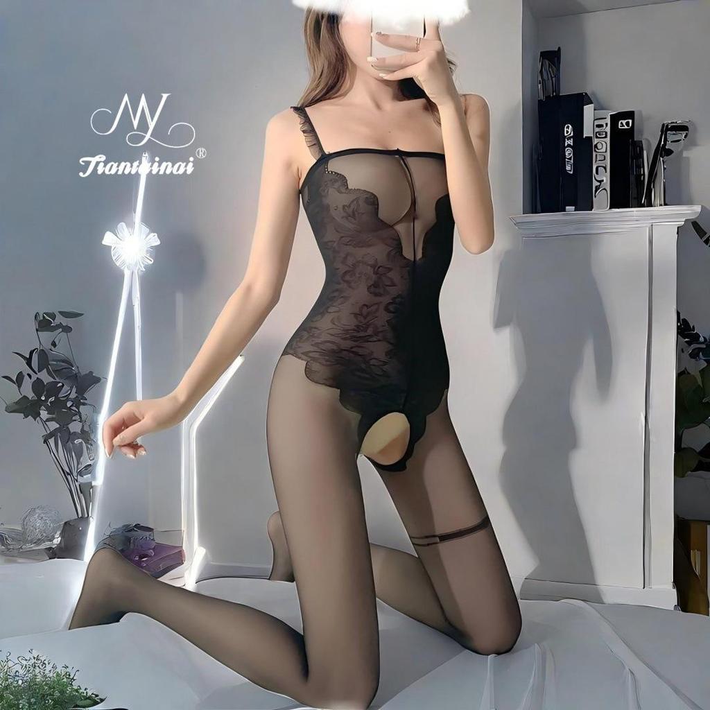 Sheer Temptation: Tearable Lingerie Bodysuit & Stockings Set