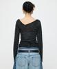 INSILENCE WOMEN [Moussy] Gather Knit Top Black
