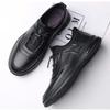 Herrenschuhe Herbst neue lässige Business-Lederschuhe vielseitiger Modetrend Luftkissen Gummizug schwarz Sport-Lederschuhe