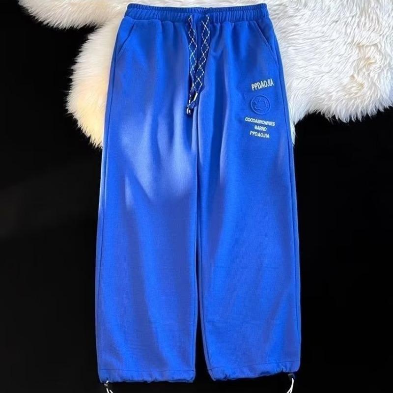 

Drawstring Sports Pants Men s Hong Kong Style Harajuku Style Design Niche Casual Trousers 3XL синий