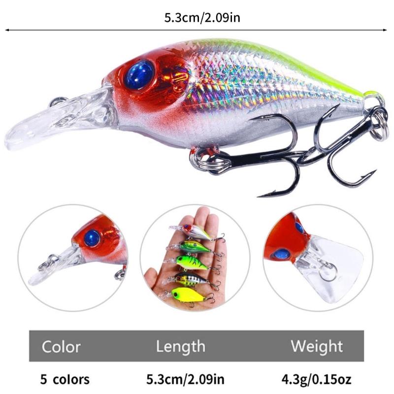 5Pcs Soft Plastic Baits Small Wobbler Fishing Lures Artificial Hard Baits Swimbait Crank Baits with Tackle Box Enduring
