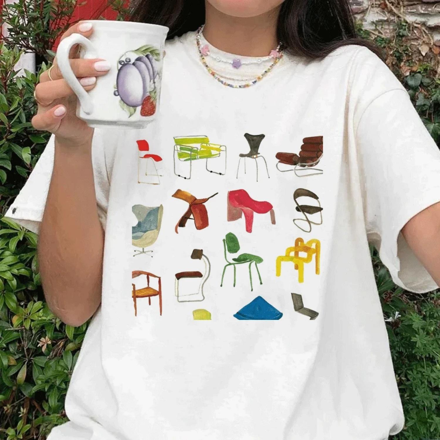 

Design Chairs Printed Women Vintage T Shirt Egirl Grunge Aesthetic Music Lyrics T-Shirts Trendy Fashion Y2k Streetwear Tees Tops XXXXXL білий