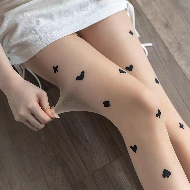 New Spring Summer Thin Style Unique Niche Black Peach QUEEN Skin Color Base Pantyhose Stockings