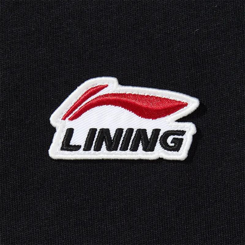 Li-Ning Loose Fit Round Neck Short Sleeve T-Shirt Fashion Simple Striped Shorts Casual Sports Suit Unisex Suit Black AHSU801-2+YAPV001-1