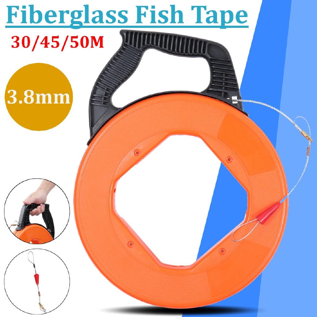 Black+Orange Fiberglass Fish Tape Electric Wire Puller Reel Conduit Ducting Rodder Fish Wire Cable Pulling Tool