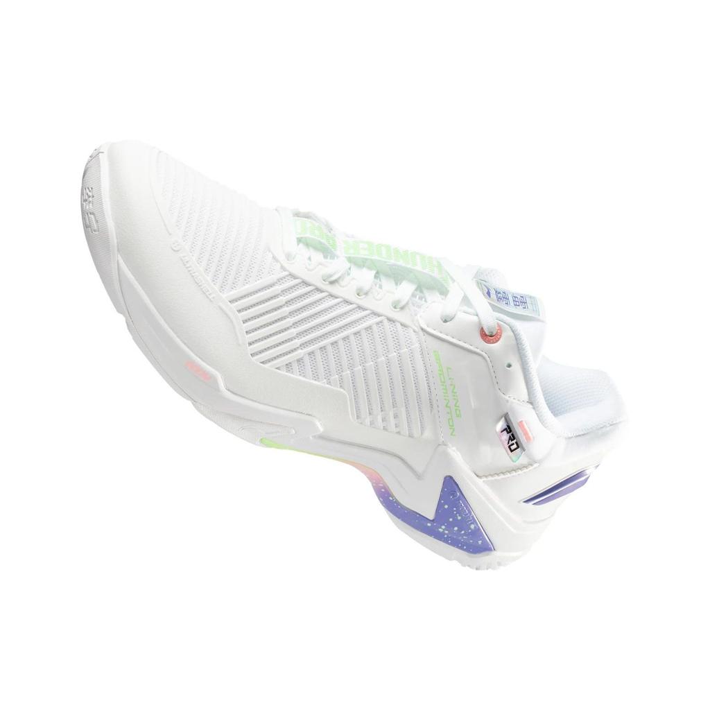 Li Ning Thunder Series Pro Comfortable Shock Absorption Non-Slip Wear-Resistant Low-Top Badminton Shoes Unisex Shoes White Purple AYAT009-1