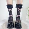 Lolita White Heart Pattern Nylon Ankle Stockings With Frictionresistant Mesh For Teens