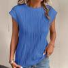 2025 Women's Round Neck Textured Short Sleeve T-shirt - European & American Style