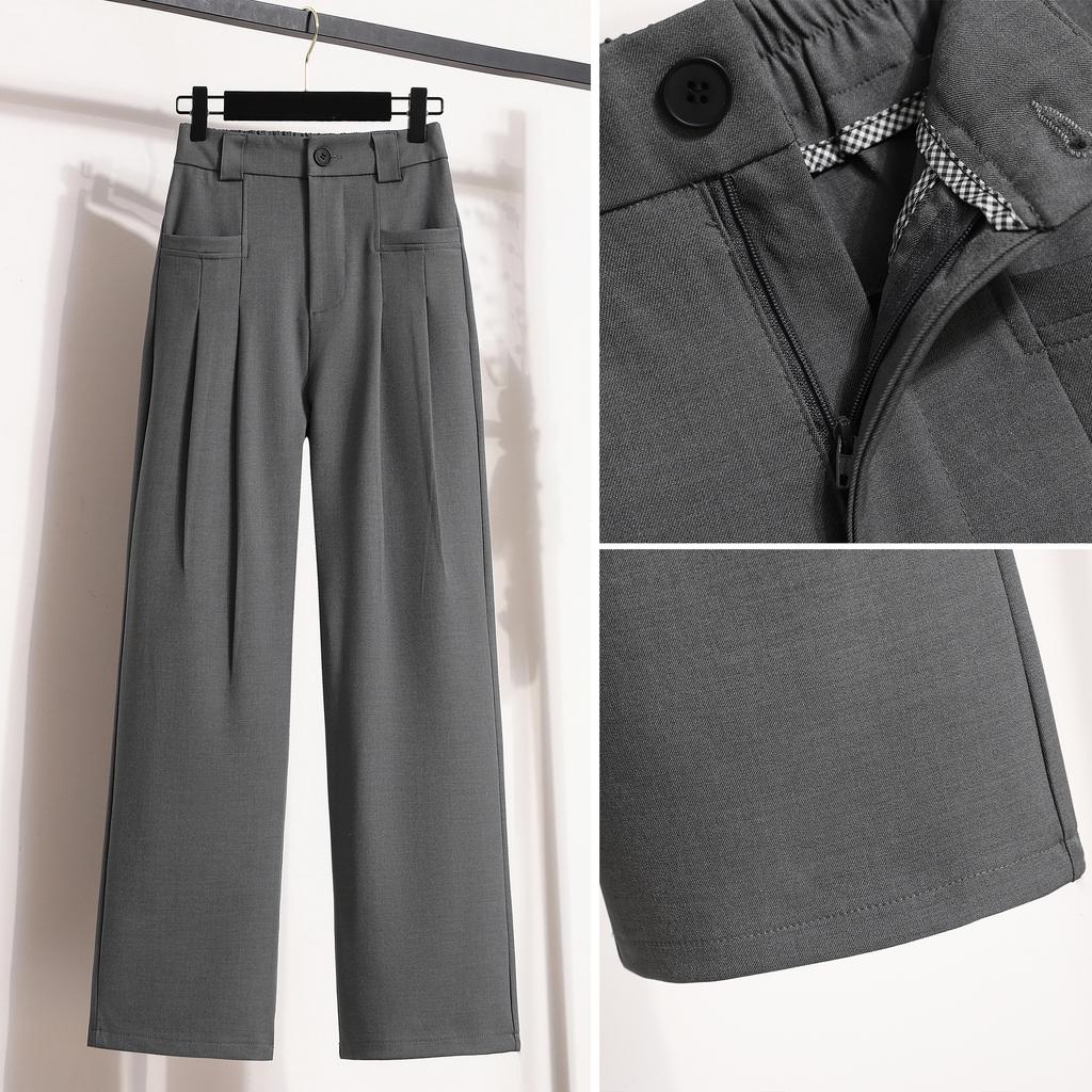 DIMANAF 2024 Donna Nuovo Autunno Taglie Forti Pantaloni a Gamba Larga Vita Alta Ampi Pantaloni Lunghi Tinta Unita Casual Pantaloni Harem 5XL