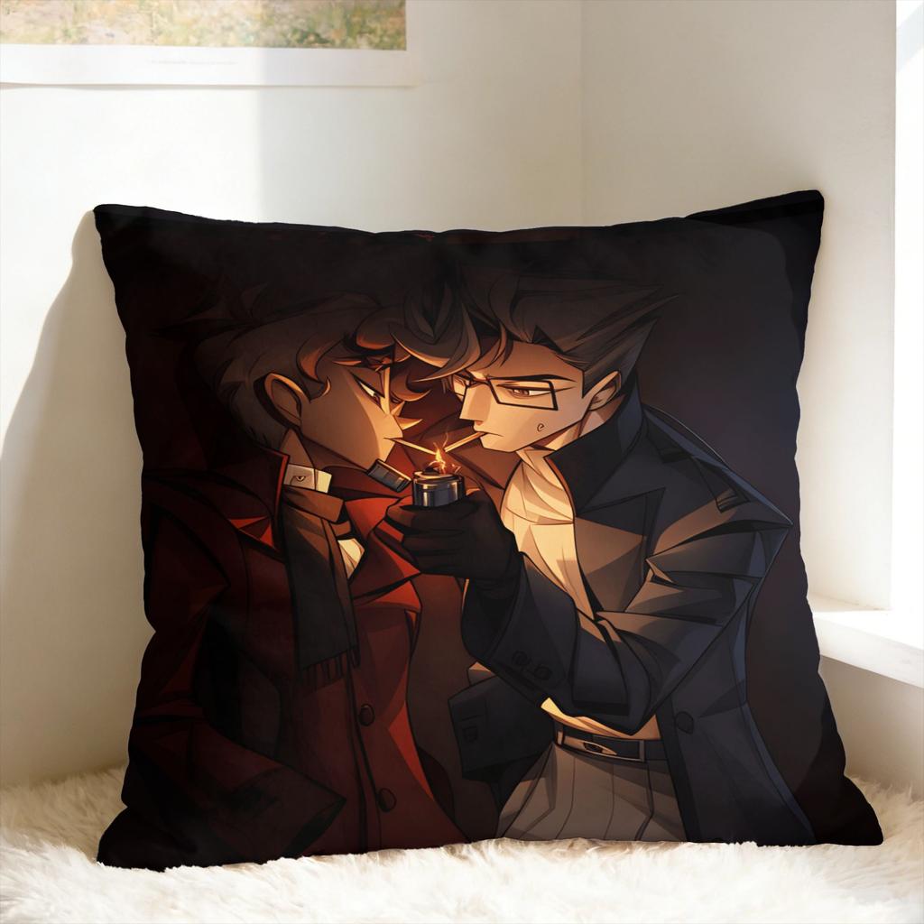 RRadiostatic Vox Alastor Pillow Case Square Pillow Cover For Living Room Sofa Kawaii Pillowcases